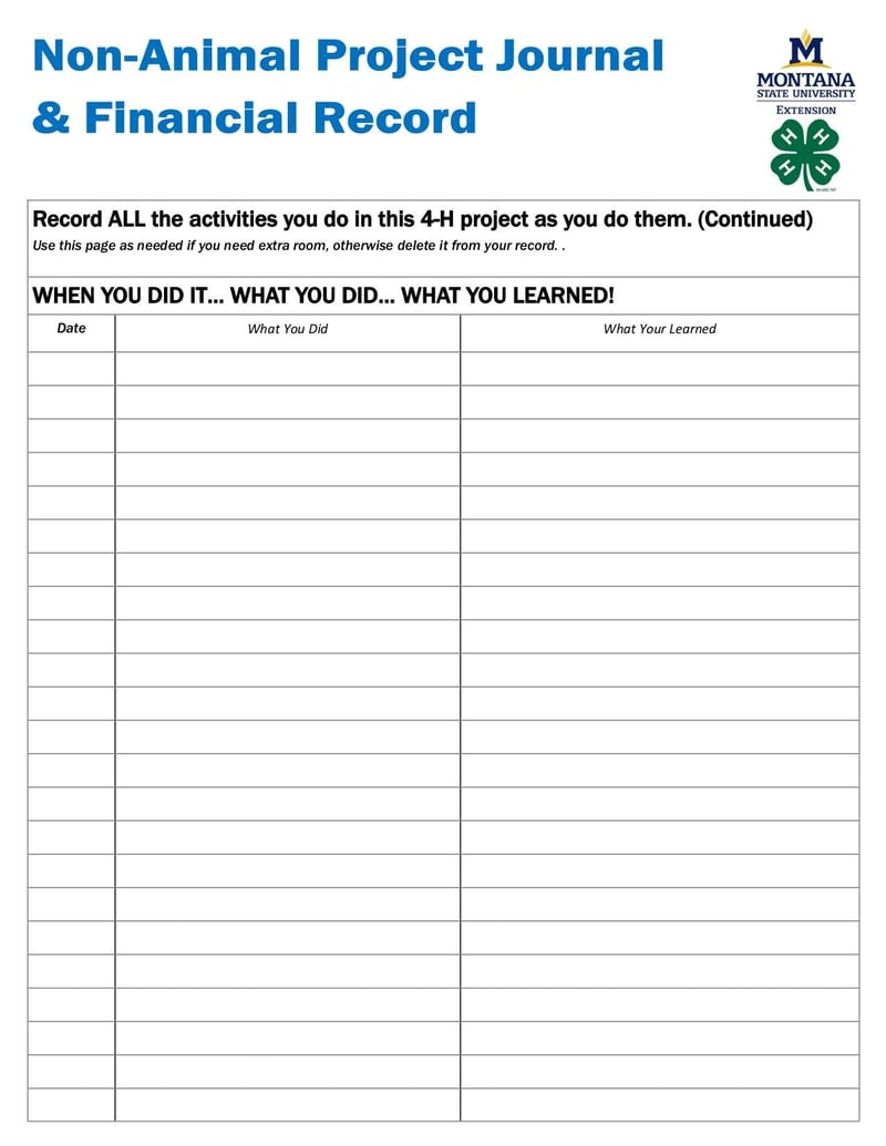 Large thumbnail of 4-H Non-Animal Project Journal - Jan 2016