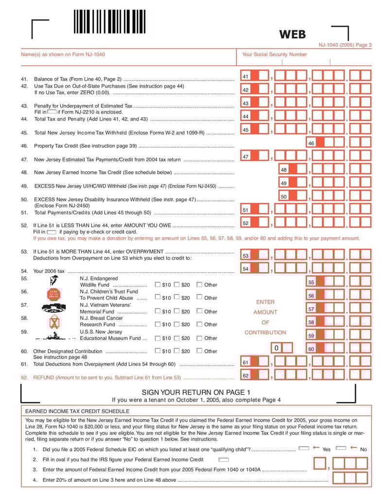 Large thumbnail of Form NJ-1040 - Mar 2007