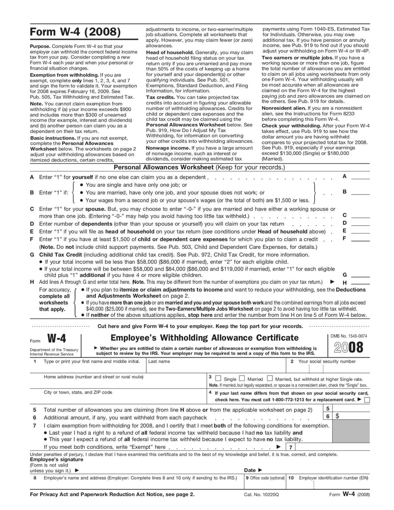 Large thumbnail of Form W-4 - Dec 2007