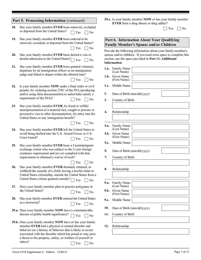 Large thumbnail of Form I-918 Supplement A - Dec 2021