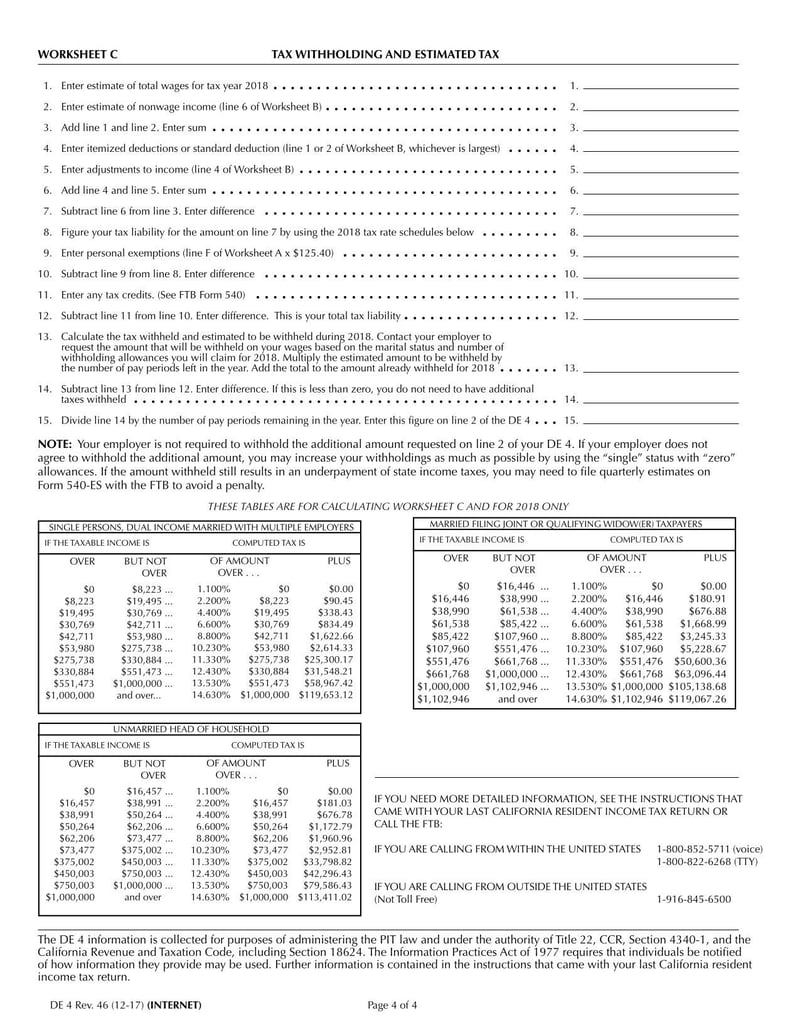 Large thumbnail of California Employee's Withholding Allowance Certificate