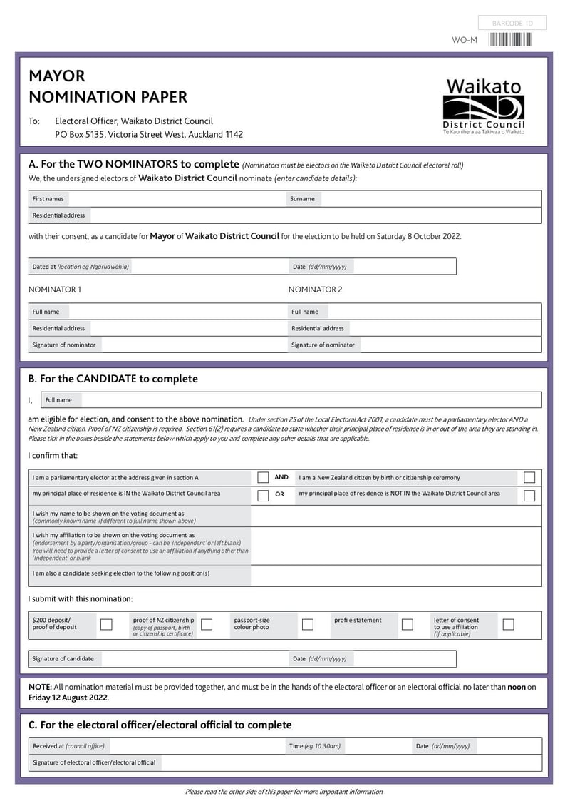 Large thumbnail of Mayor Nomination Form - Jul 2022