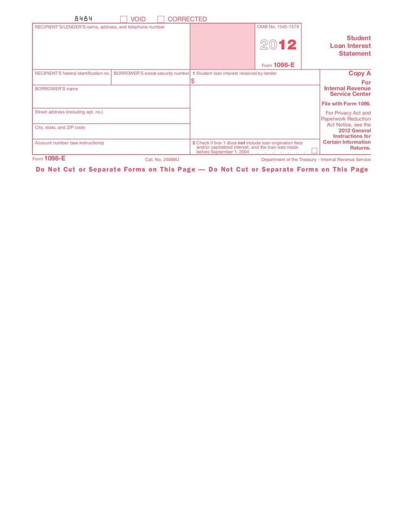 Large thumbnail of Form 1098-E - Jan 2011
