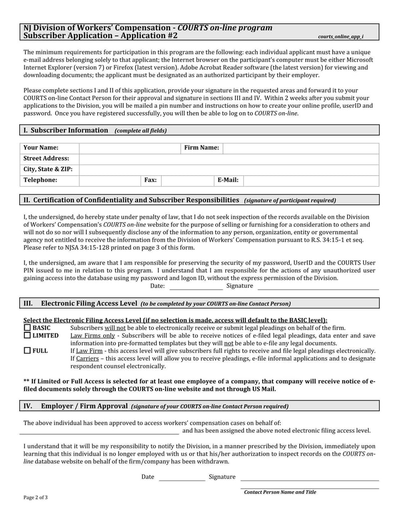 Large thumbnail of New Jersey Application Package For Secure Internet Access to the Division’s database and Electronic Filing