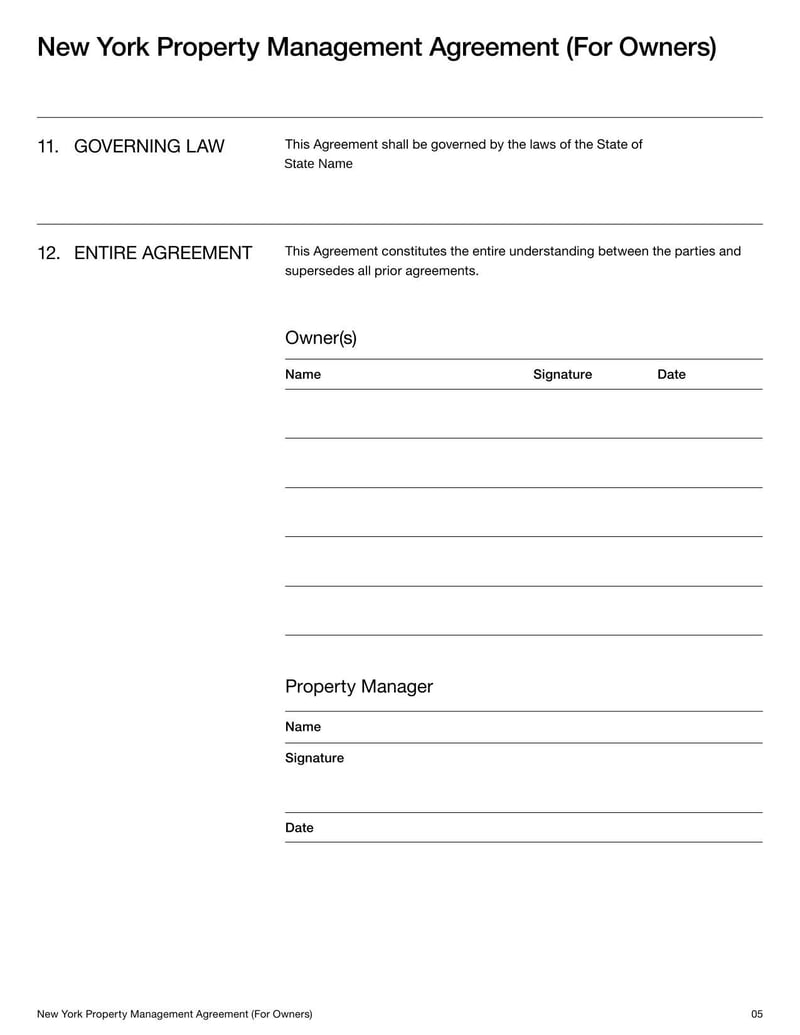 Property Management Agreement New York (For Owners) | Fill and sign online with Lumin for Free Printable Property Management Forms