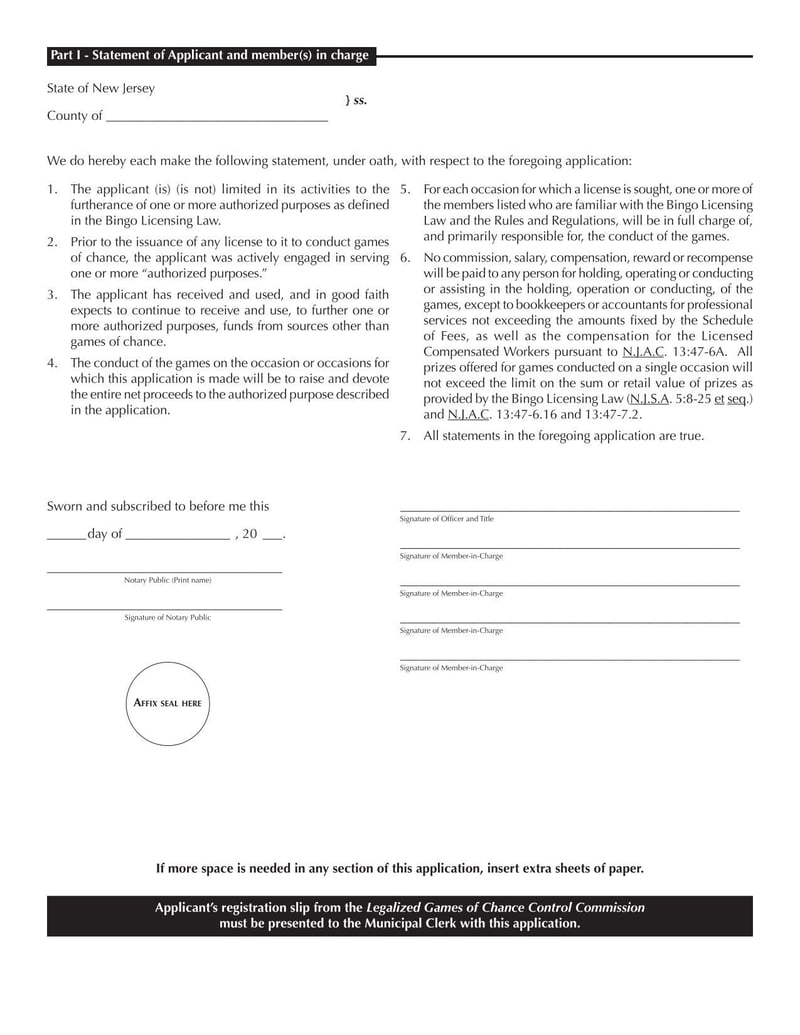 Large thumbnail of New Jersey Application for a Bingo License
