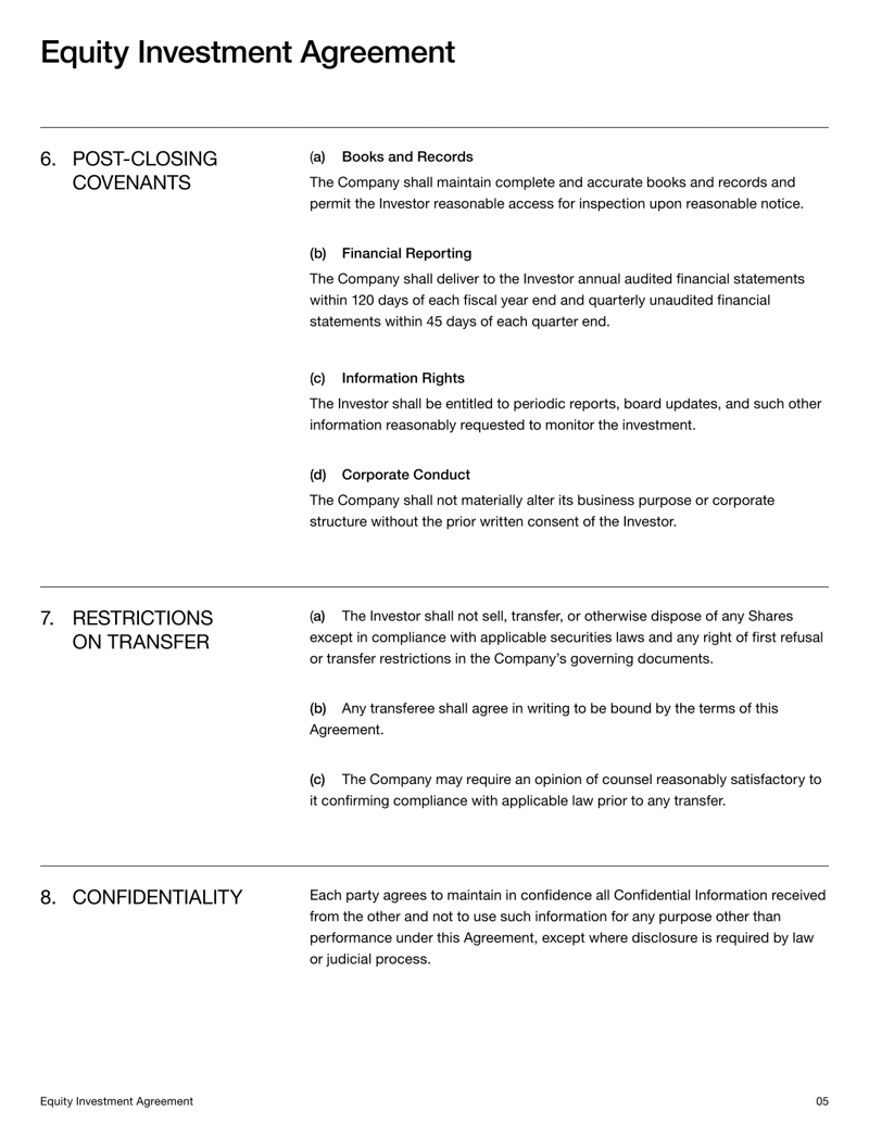Equity Investment Agreement covering investor rights, share issuance and payment terms