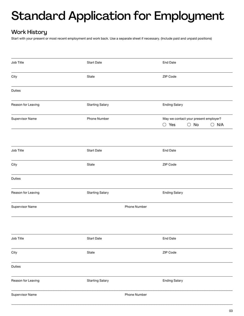 Large thumbnail of Application for Employment Template