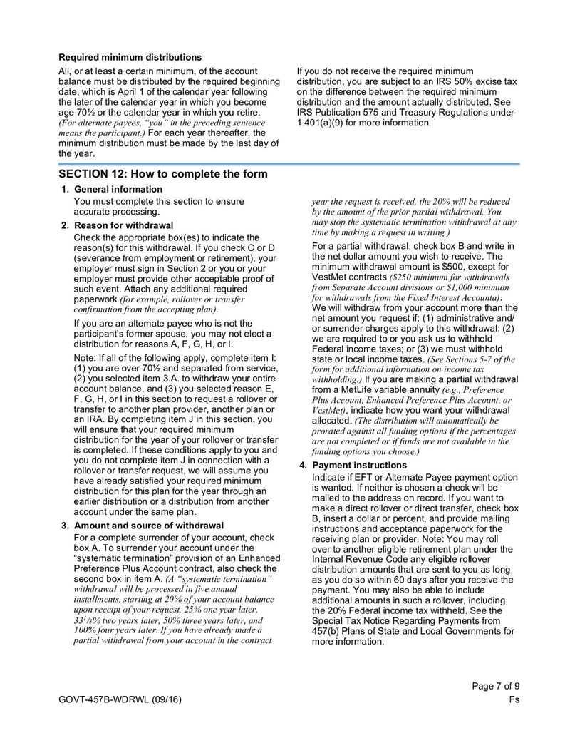Large thumbnail of Governmental 457(B) Withdrawal Request - Oct 2016