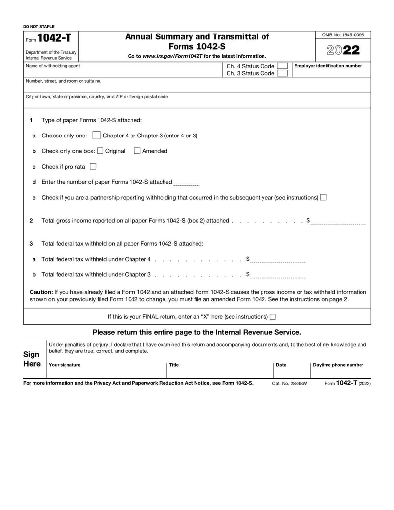 Large thumbnail of Form 1042-T - Oct 2022
