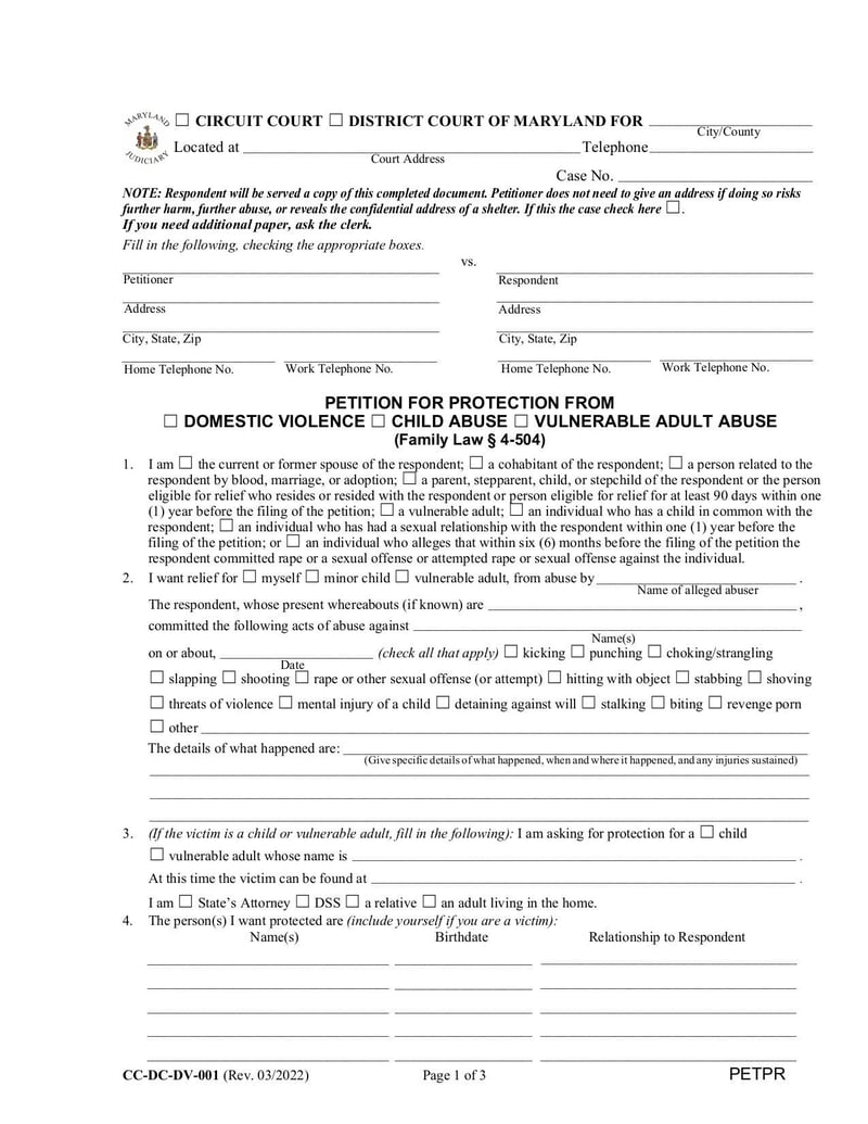 Large thumbnail of Form CC-DC-DV-001 - Mar 2022