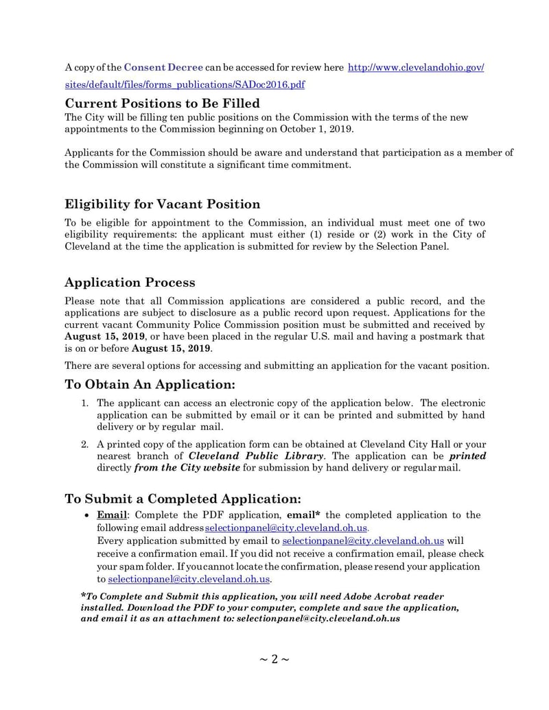 Large thumbnail of Cleveland CPC Application Form and Instructions - Aug 2019