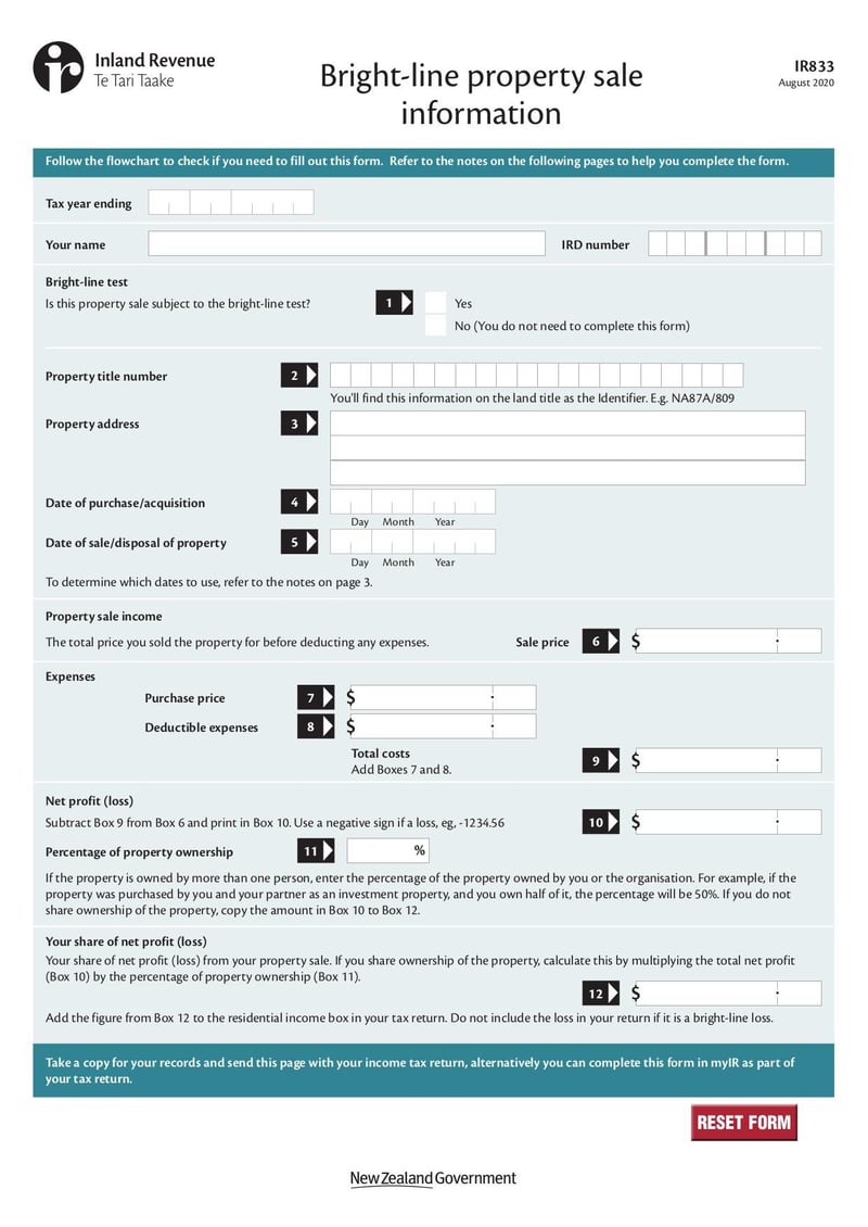 Large thumbnail of Form IR833 - Aug 2020