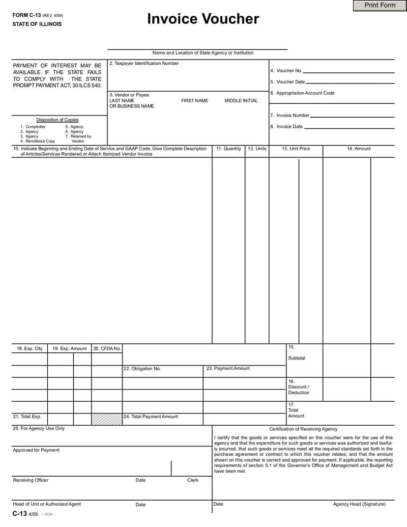 Large thumbnail of Form C-13 Invoice Voucher - Sep 2010