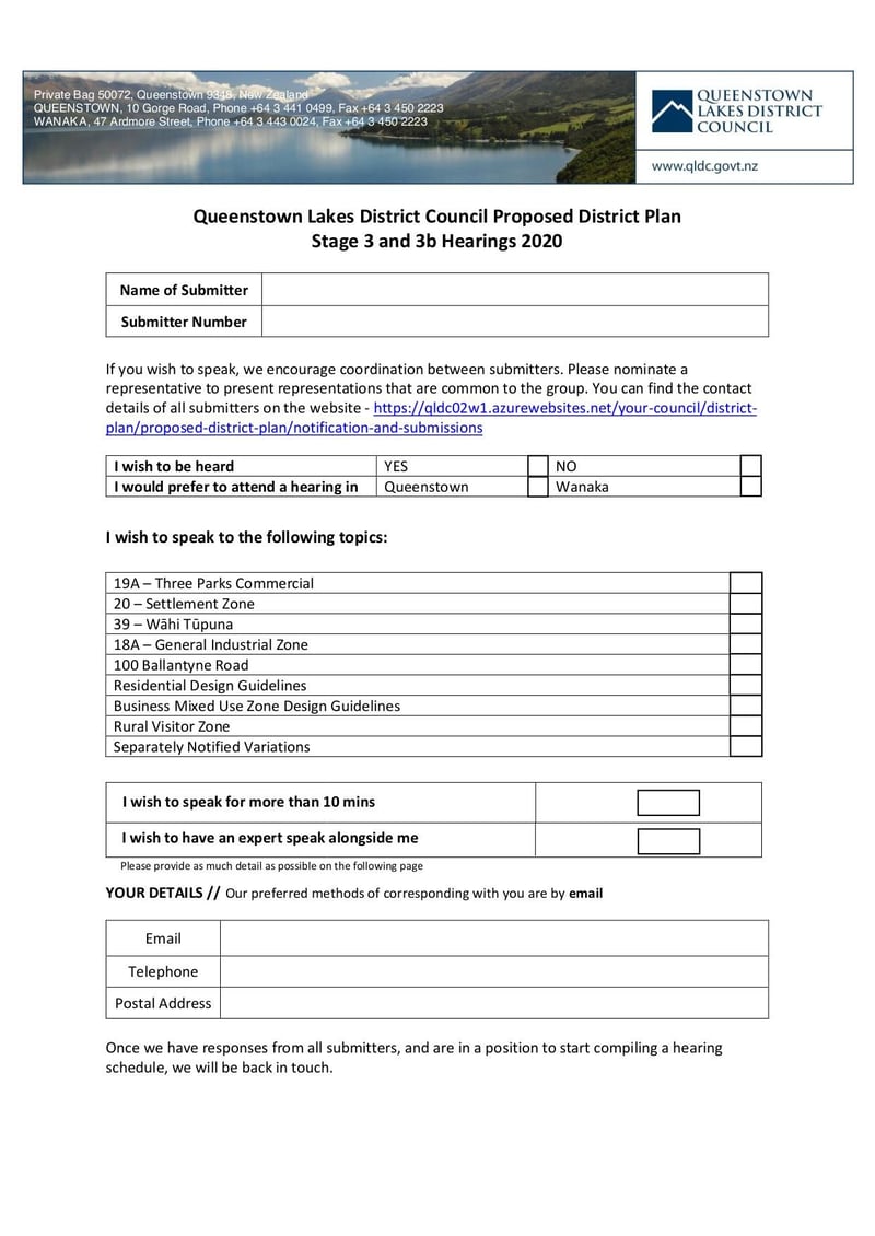 Large thumbnail of QLDC PDP Hearings Form Stage 3 and 3b - Mar 2020