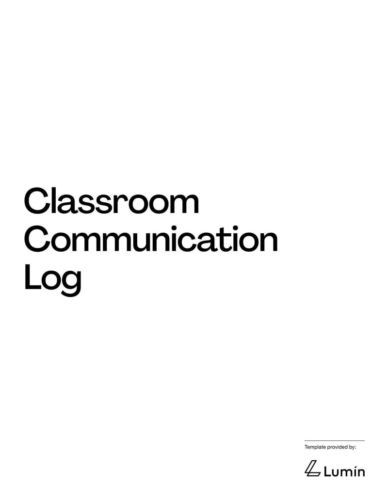 Communication Log to track messages between teachers and parents