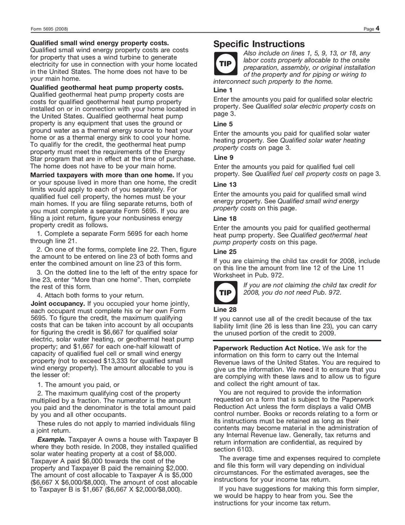 Large thumbnail of Form 5695 - Jan 2008