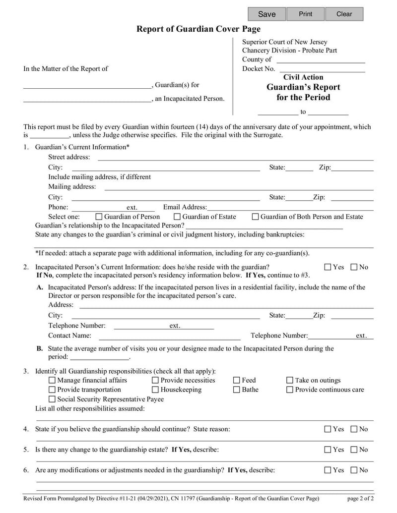 Large thumbnail of Report of the Guardian Cover Page (Form CN 11797) - Apr 2021
