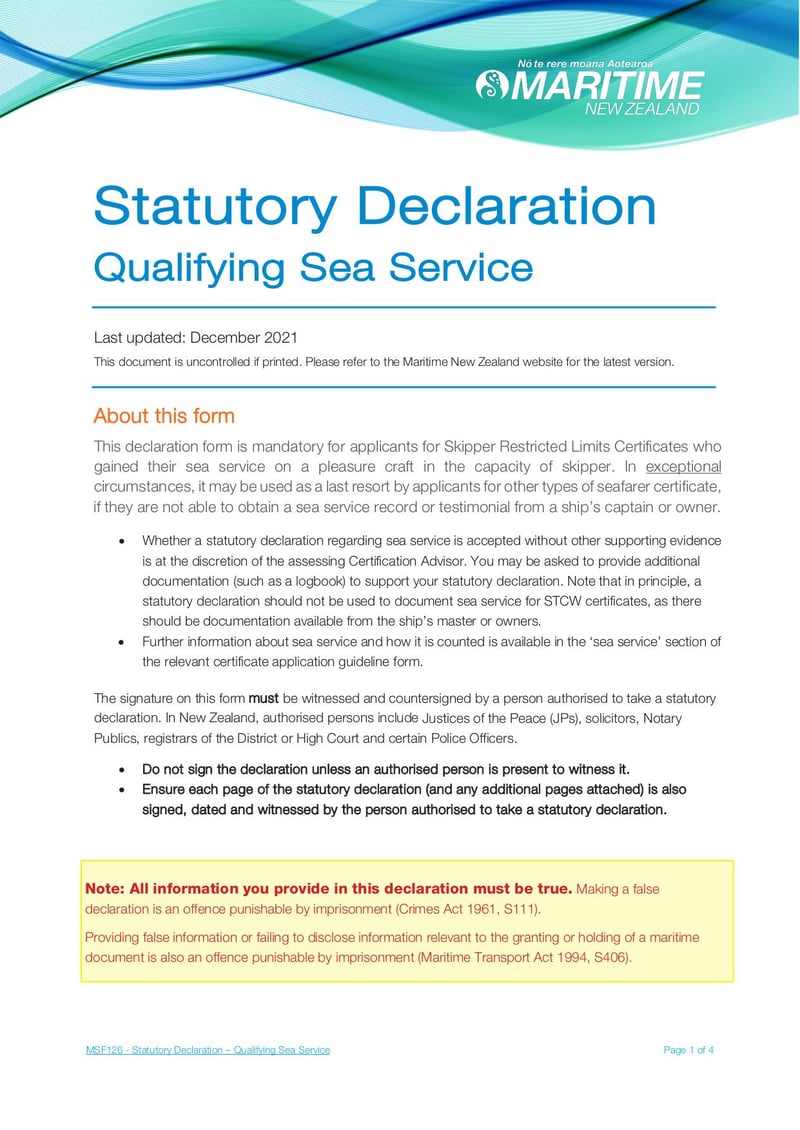 Large thumbnail of Statutory Declaration Qualifying Sea Service - Dec 2021