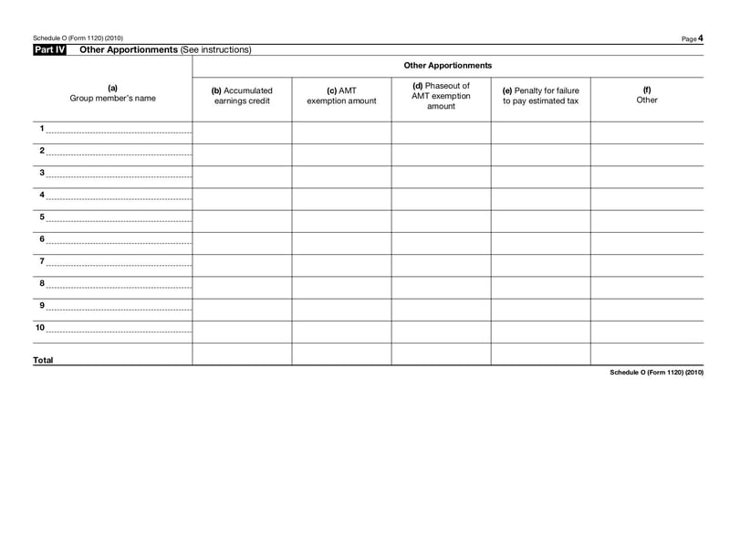 Large thumbnail of Form 1120 (Schedule O) - Feb 2011