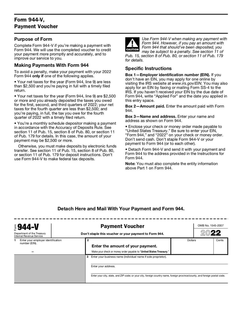 Large thumbnail of Form 944 - Jan 2022