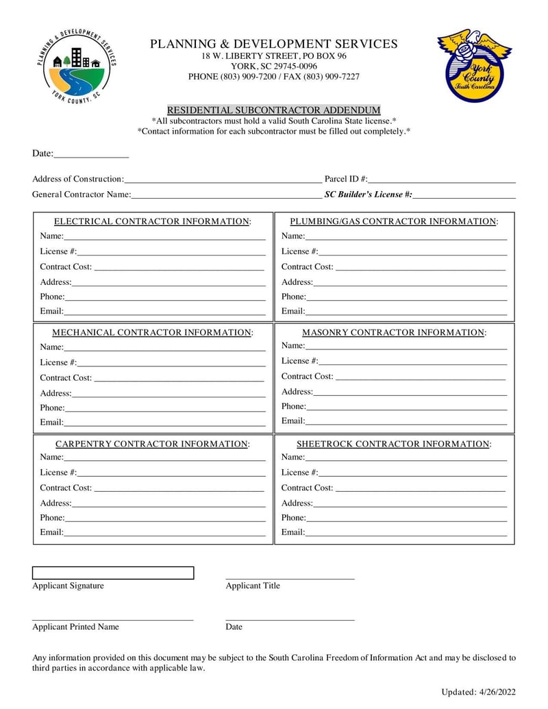 Large thumbnail of York County Manufactured Home Setup Permit Application