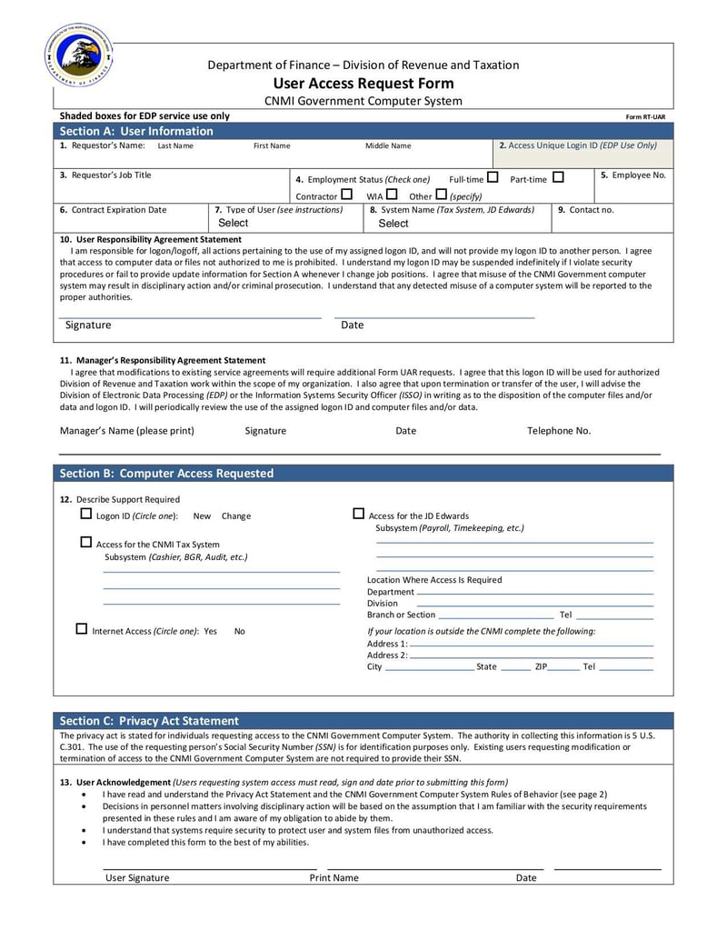 Large thumbnail of User Access Request Form RevTax - Jun 2020