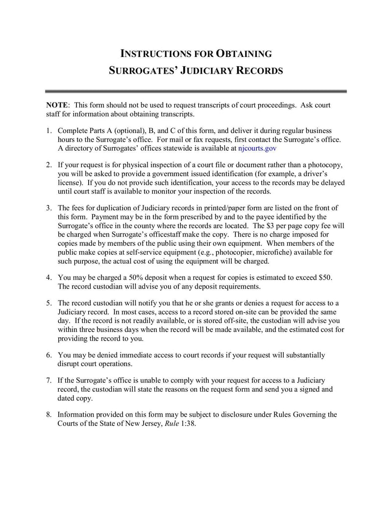 Large thumbnail of Records Request Form - Surrogates' Judiciary Records - Jun 2017