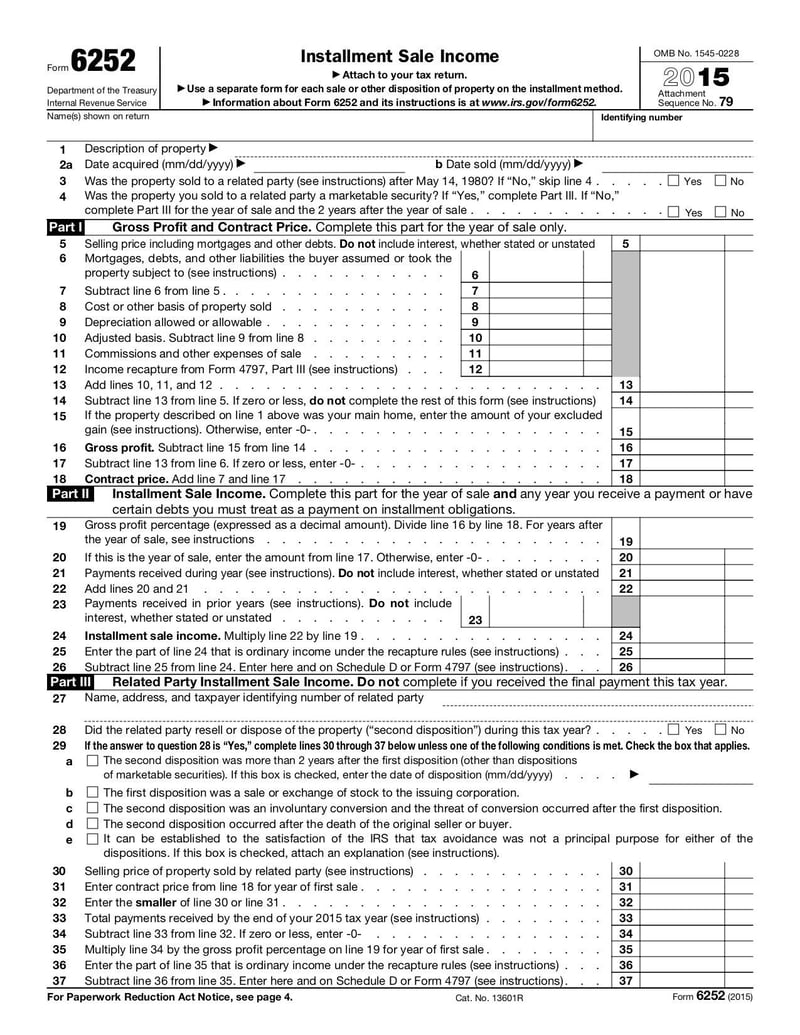 Large thumbnail of Form 6252 - Oct 2015