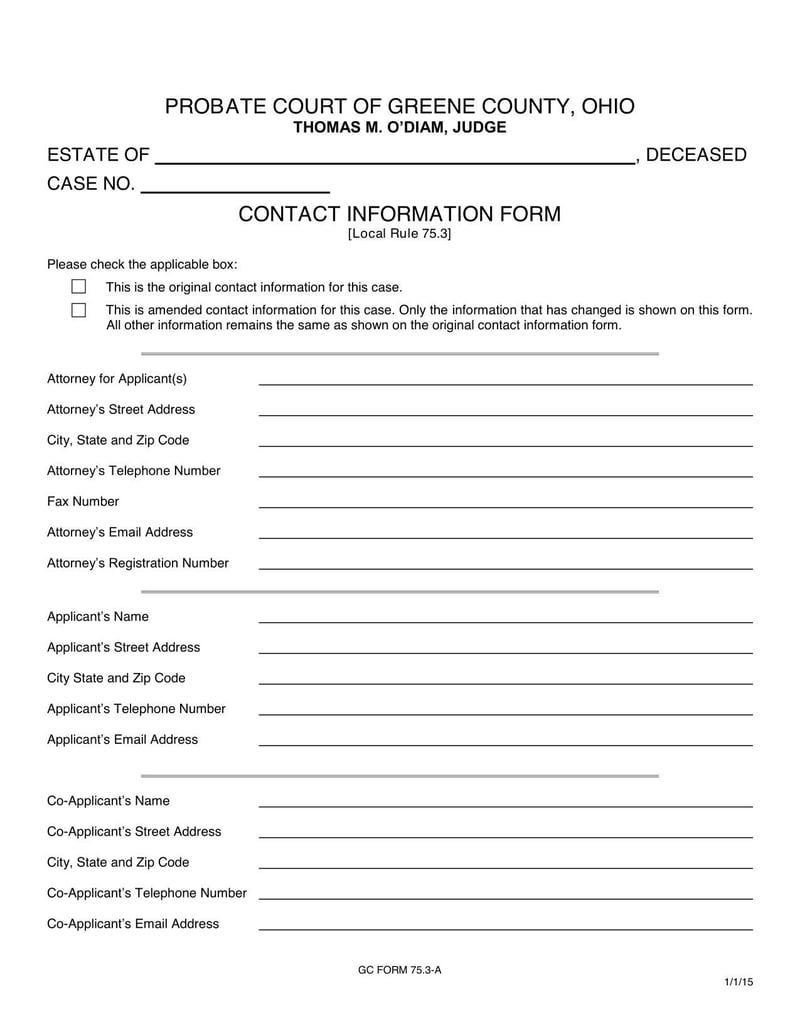 Large thumbnail of Ohio Contact Information Form