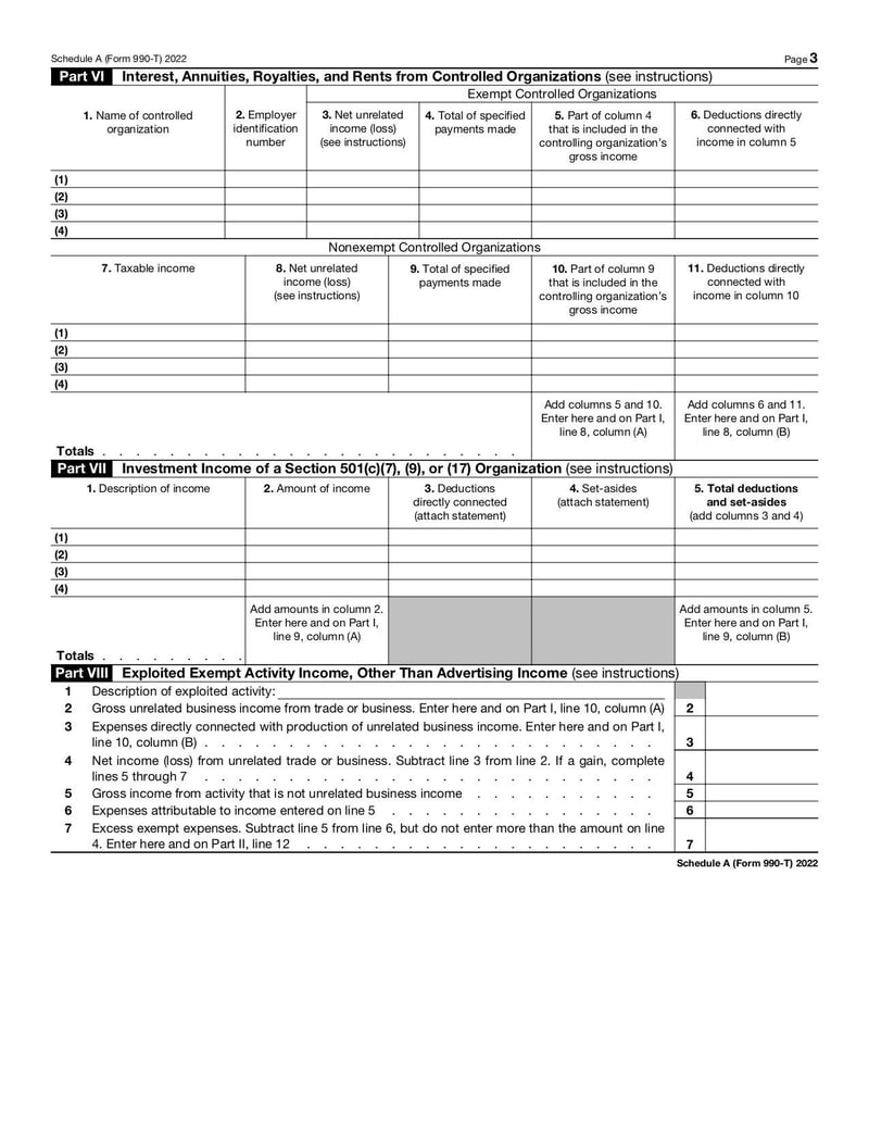 Large thumbnail of Schedule A (Form 990-T) - Jan 2023