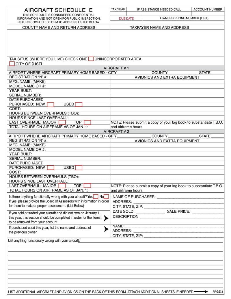 Large thumbnail of Aircraft Personal Property Tax Return PT-50A - Jul 2023