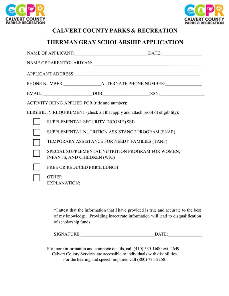Large thumbnail of Therman Gray Scholarship Application Form - Aug 2018