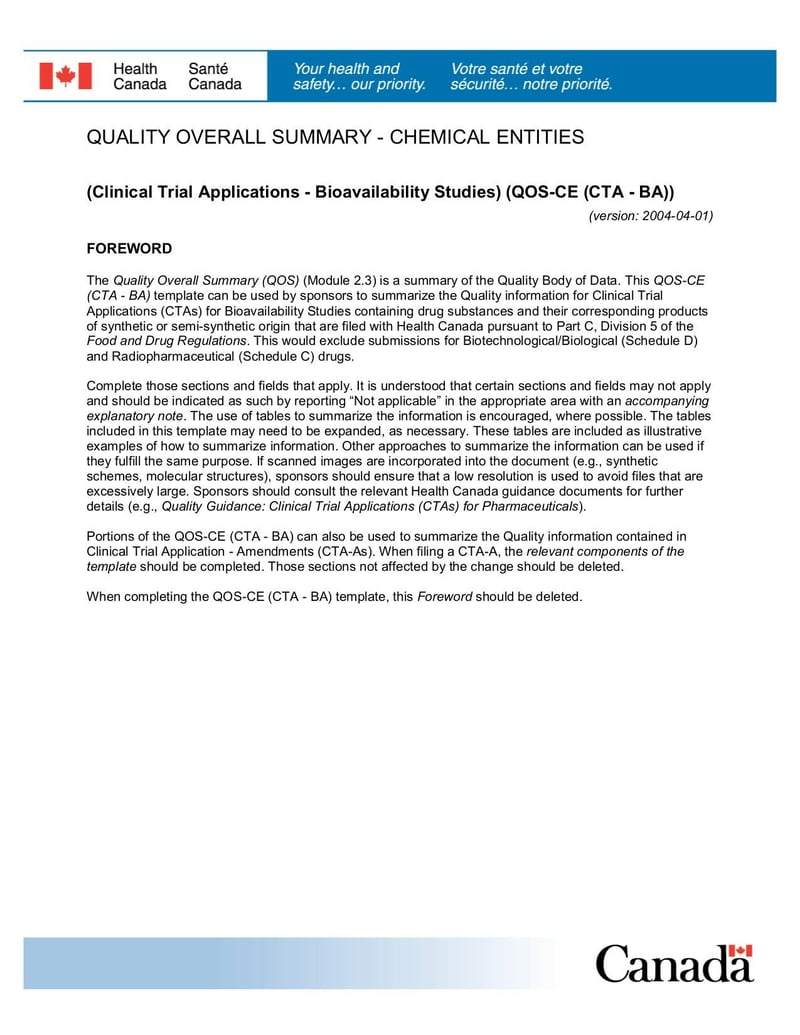Large thumbnail of Quality Overall Summary Chemical Entities - Apr 2004