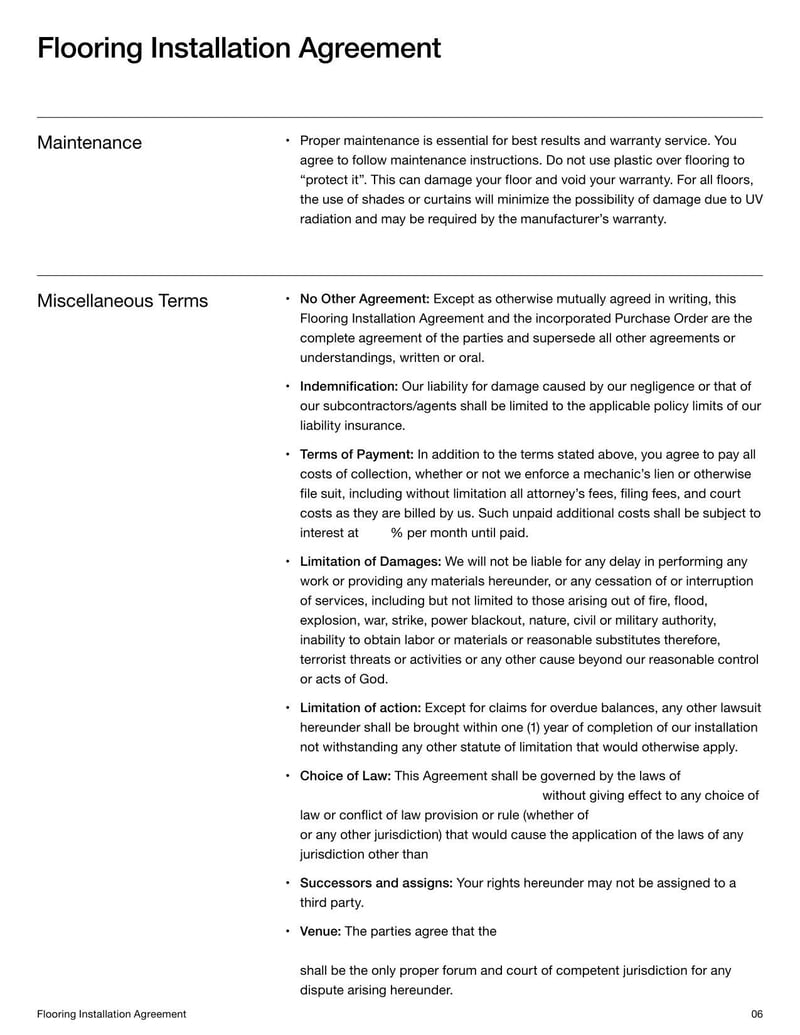 Large thumbnail of Flooring Installation Contract Template