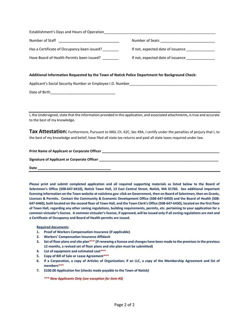 Large thumbnail of Town of Natick Common Victualer License Application