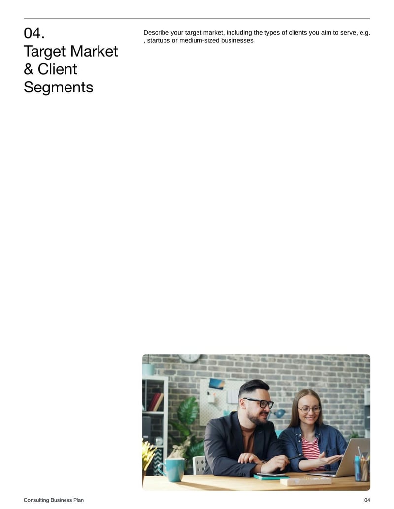 Consulting Business Plan Template for planning a consulting firm's services and operations