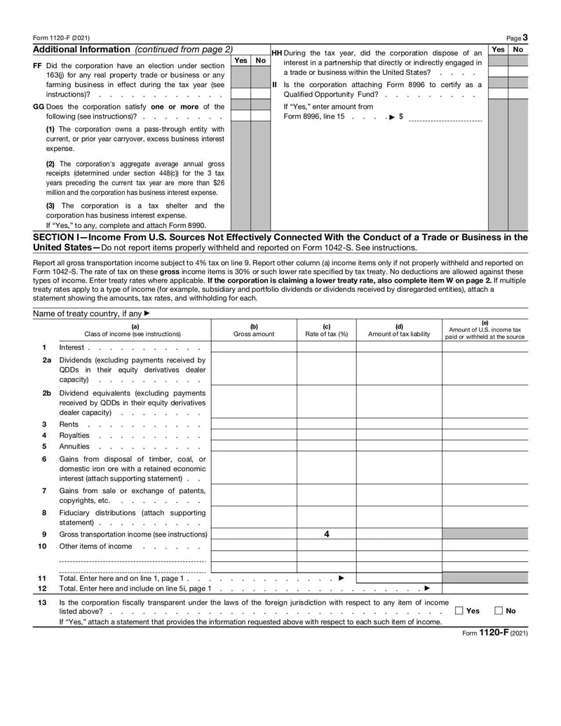 Large thumbnail of Form 1120-F - Jan 2022