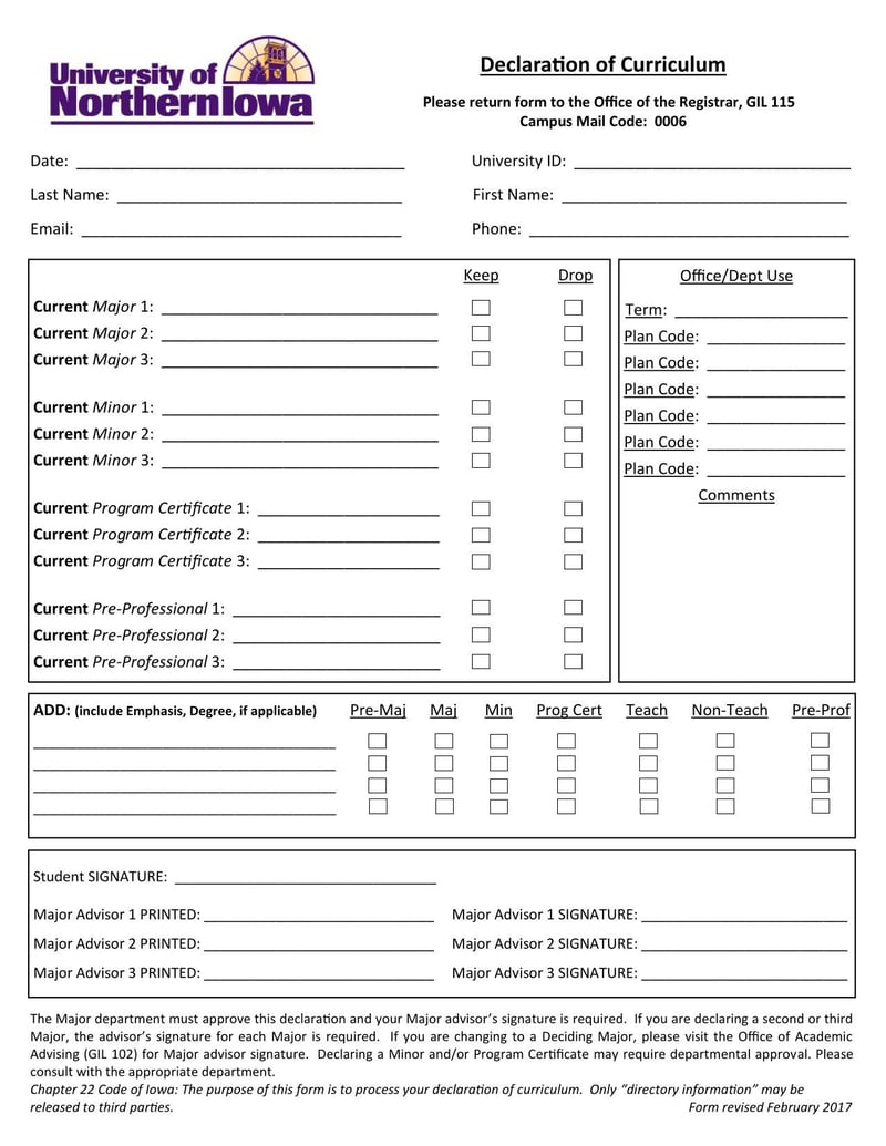 Large thumbnail of University of Northern Iowa Declaration of Curriculum
