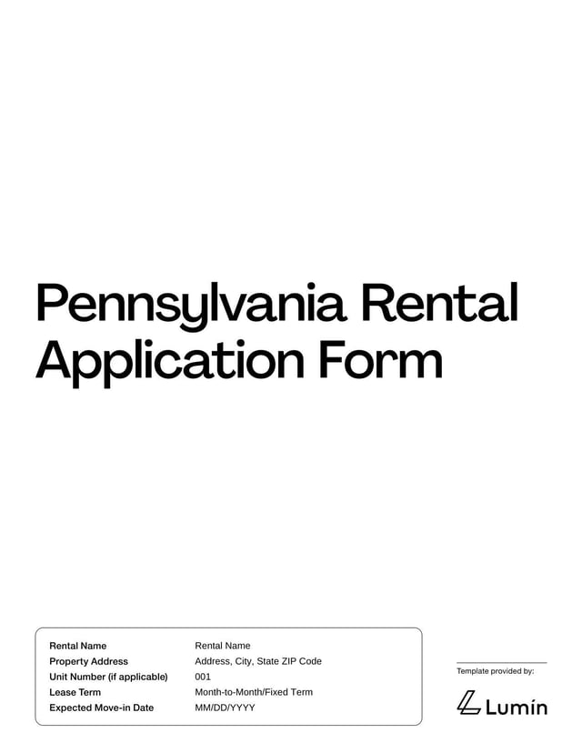 Rental Application Form Pennsylvania Template | Fill and sign with Lumin