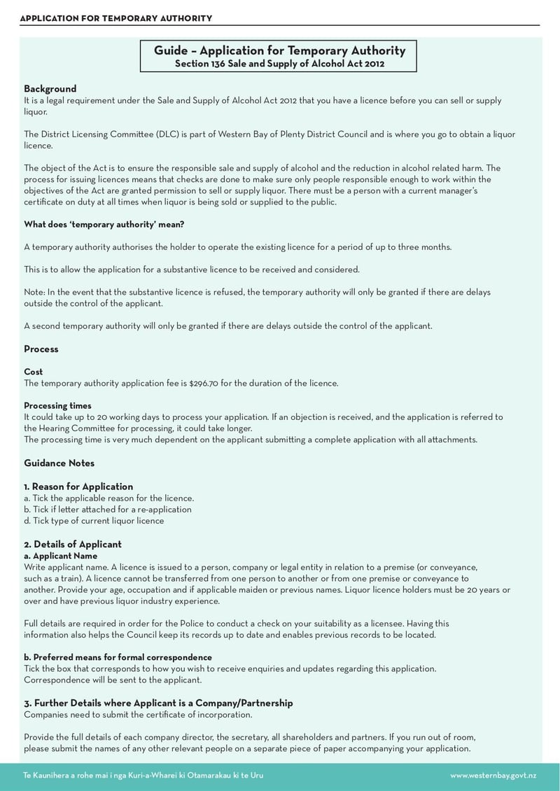 Large thumbnail of Application for Temporary Authority - Jan 2020