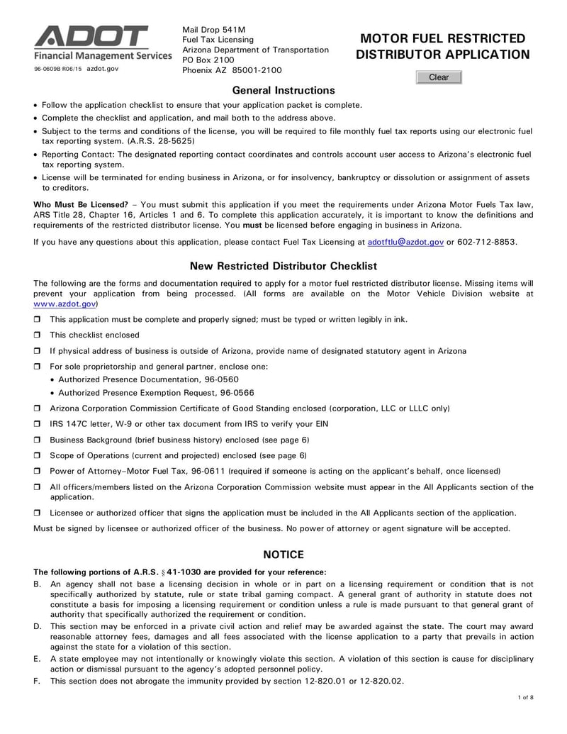 Large thumbnail of Motor Fuel Restricted Distributor Application - Jul 2015