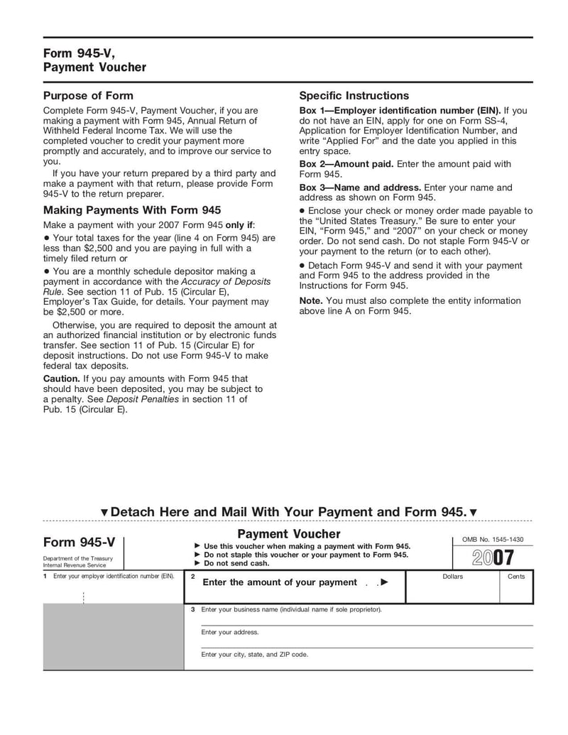 Large thumbnail of Form 945 - Oct 2008