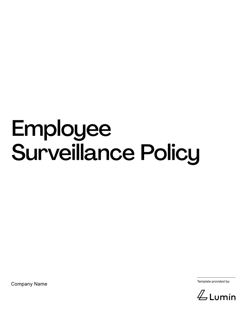 Employee Surveillance Policy document explaining workplace monitoring practices, privacy safeguards and acknowledgment section