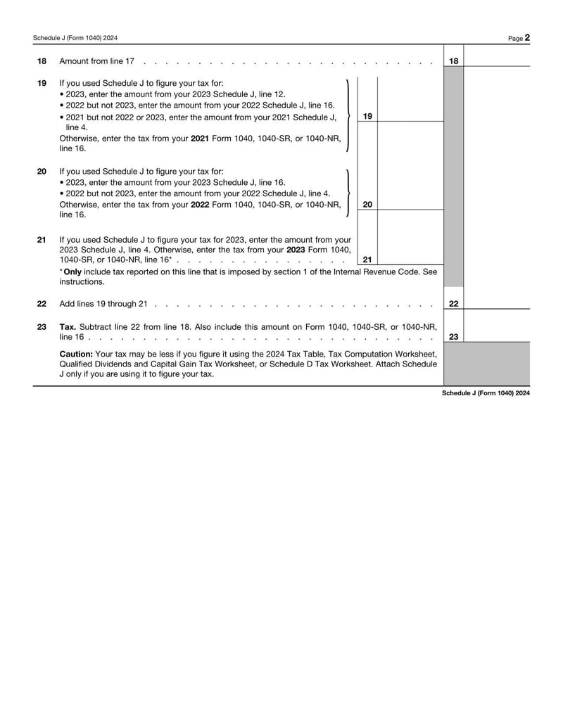 Large thumbnail of Schedule J (Form 1040) - 2024