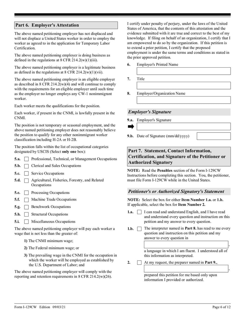 Large thumbnail of Form I-129CW - Sep 2021