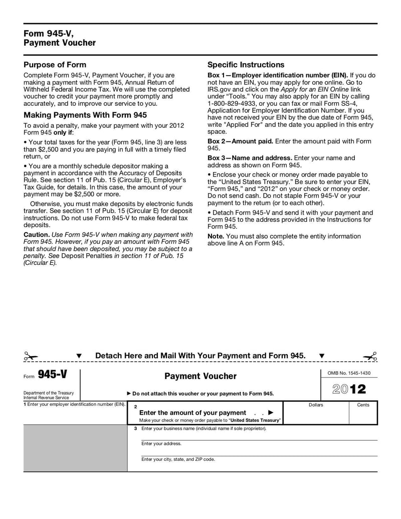 Large thumbnail of Form 945 - Oct 2012