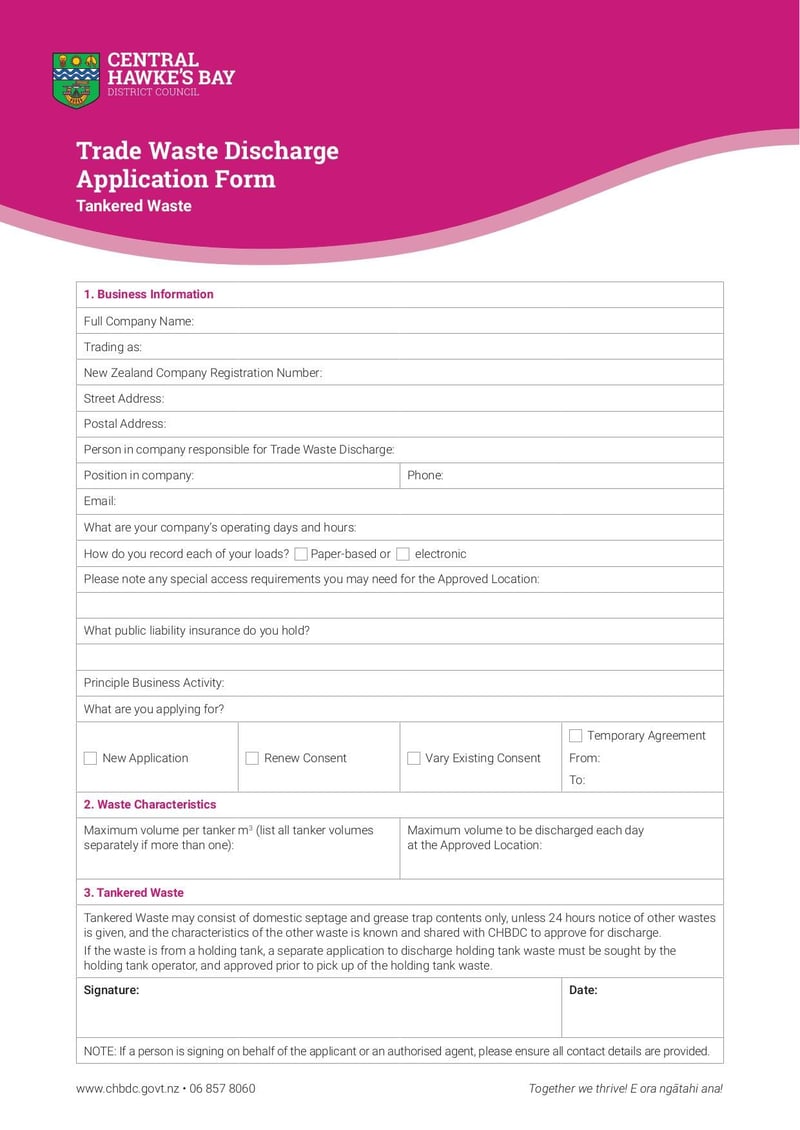 Large thumbnail of Trade Waste Discharge Application Form - Oct 2021