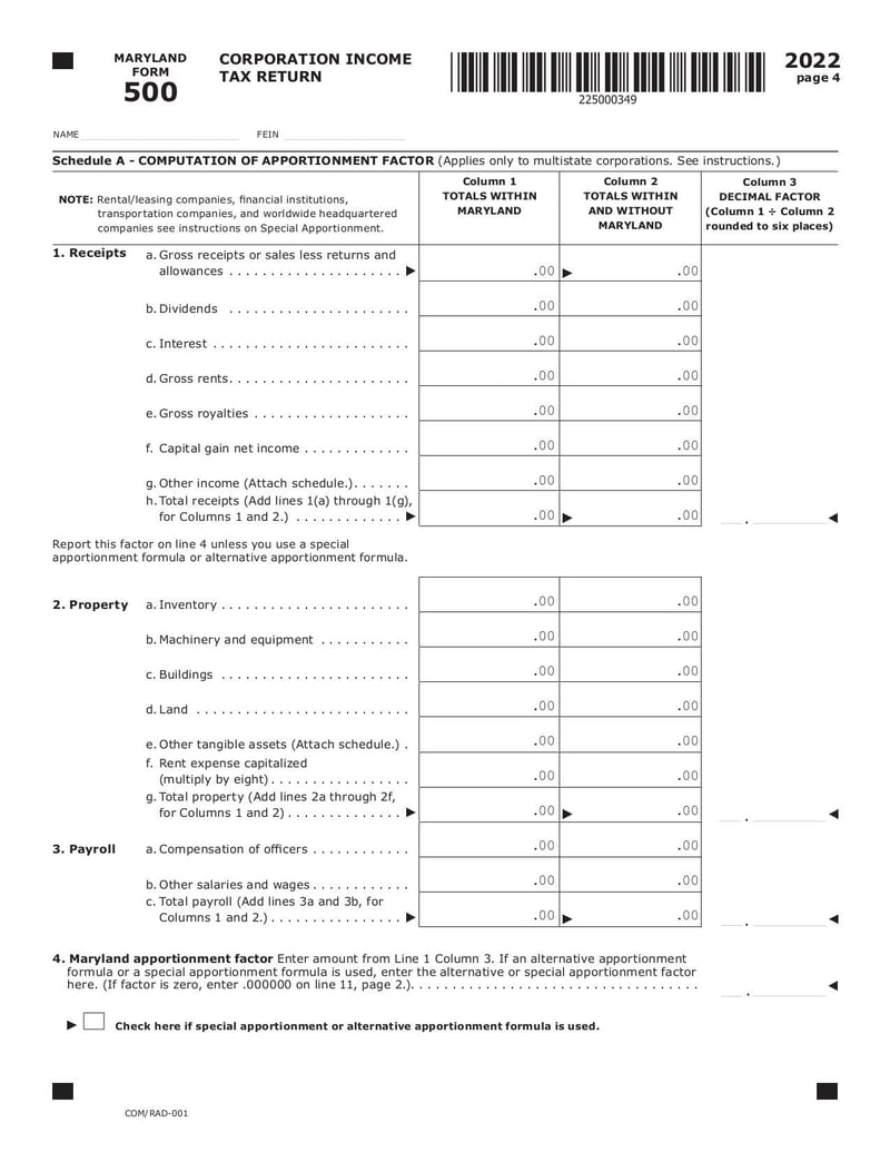 Large thumbnail of Maryland Form 500 - Dec 2022
