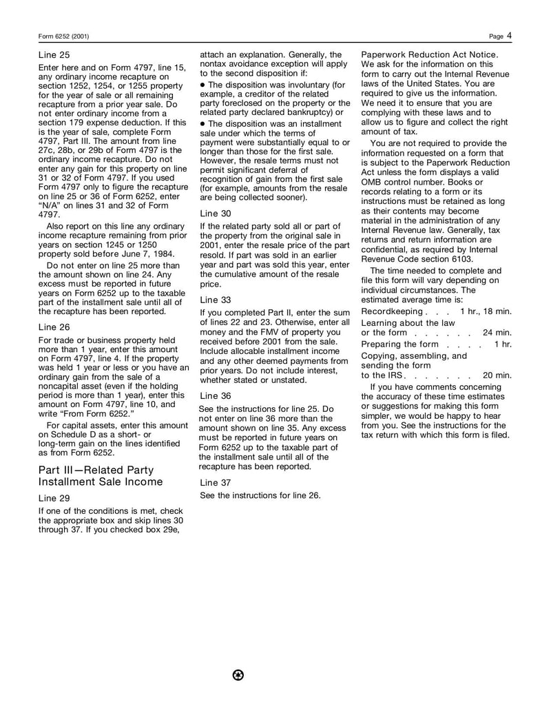 Large thumbnail of Form 6252 - Jan 2001